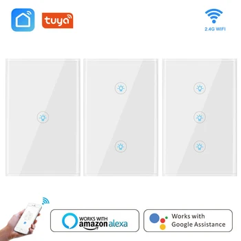 Wifi Smart Light Skifte Glas Skærm Touch-Panel stemmestyring Trådløse Væggen arbejde med Alexa, Google Startside Tuya smart liv hjem