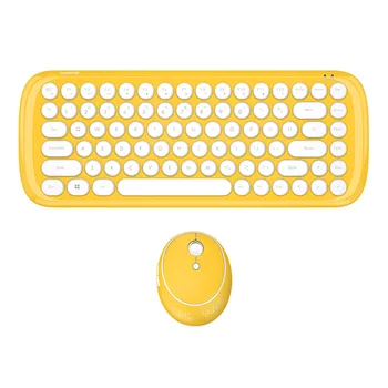 Fanshu Retro Skrivemaskine Stil Trådløse 84 Taster Tastatur Tast på Tastaturet Bord med Søde Mus til PC Desktop, Laptop Hjem Kontor
