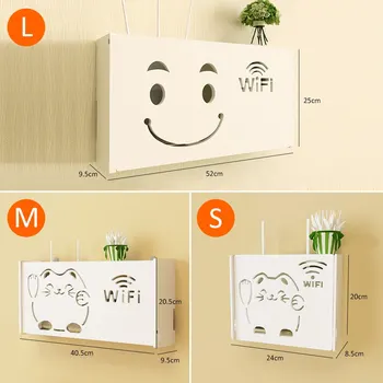 1stk vægmonteret Wireless Wifi Router opbevaringsboks PVC-Panel Hylde Hængende Stik Bord Beslag Kabel Opbevaring Arrangør Home Decor