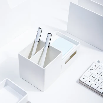 Deli opbevaringsboks Multi-funktion Desktop Pen Indehaveren Studerende Papirvarer Holder med Skuffe, Skrivebord Tilbehør og Forsyninger Organizer