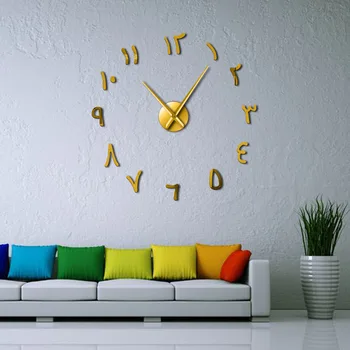 DIY Gigantiske Wall Clock arabiske Tal Akryl Spejl Effekt Klistermærker Rammeløse Arabertal Store Tavse Mur Se Home Decor