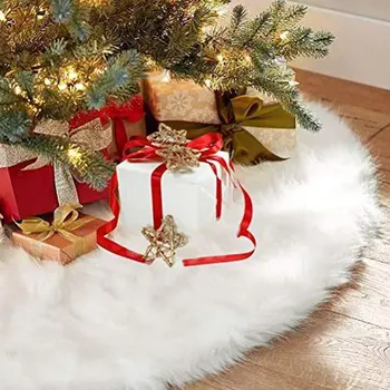 1 stk Hvid Plys juletræ Pels Tæppe Glædelig Jul Dekorationer Til Hjemmet Natal Træ Nederdele nytår Dekoration Jul