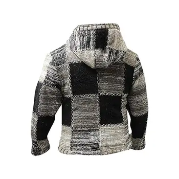 Mænds Sweater Frakke Foråret Efteråret Herre Hooded Stribe Pelsen Tyk Lynlås Uld Sweater Cardigan Trøjer Mandlige