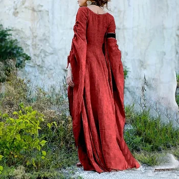 Nye Middelalderlige Kvinder Kjole Renæssance-Gulvtæppe Længde Kjole Chemise Kjole Kostume Dragt Med Lange Ærmer Gotisk Kjole Kjole Cosplay Costum