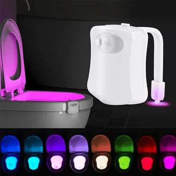 8-Farve Skiftende LED Krop Motion Aktiveret Sensor Nat Lys Toilet Bowl Nightlight Sæde Lampe Til Badeværelset