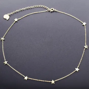 Moonmory 925 Sterling Sølv Classic-Stjernede Kort Kæde Halskæde Til Kvinder, Kvindelige Part Enkel Guld Vedhæng Choker Smykker Krave