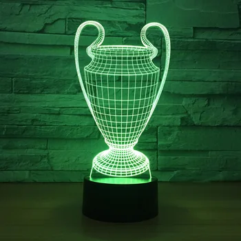 3D-Fodbold Cup Trofæ Lampe 7 Farver Ændre 3D LED Nat Lys Touch-Knap USB-Baby Soveværelse Sove Luminaria Lys