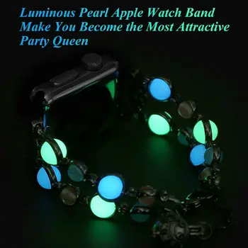 Luksus Lysende Perler Urrem For Apple-Ur Serie 4 3 2 1 Smart Armbånd Kvinder Mode Rustfrit Stål Håndled Band
