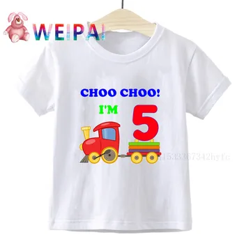 Drengen Tog 1-9 Fødselsdag Antal Print T-Shirt Børn CHOO CHOO jeg 2 T-shirts Dreng&Pige Sjov Gave Tshirt til Stede Familie Outfit