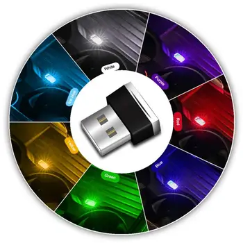 8stk 7 Farver Mini LED Bil Lys Atmosfære kabinen Tag Neon Omgivende Nat Lampe 5V USB-Stik til Hjemme-PC, Notebook Indretning