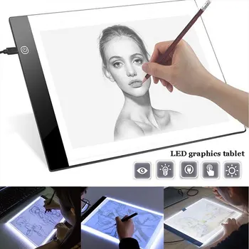 A5 Tegning Tablet kids Animation LED Kopi yrelsen lysende maleri bord tre-trins lysdæmper med USB-kabel Maleri Light Box