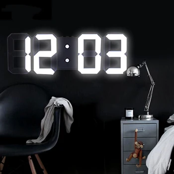 Anpro 3D Stort LED Digital Wall Clock Dato, Tid Celsius Nightlight Display Tabel Stationære Ure Vækkeur Fra stuen
