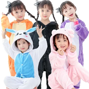 Varm pyjamas Hætteklædte Tegnefilm stilarter blød Fleece pyjamas til børn Unifrom plus sizeWinter forskellige stilarter og farver Z3