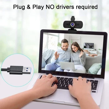 Full HD 1080P Computer USB-Web-Kamera med Indbygget Mikrofon og objektivdækslet Konference Video 360 Rotation Webcam