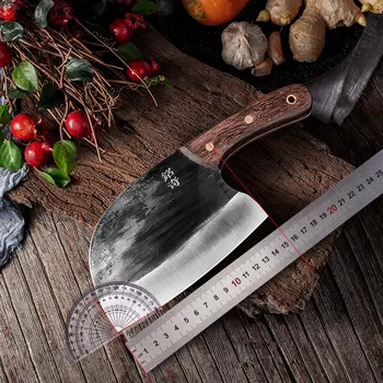 Mangan Stål Husstand Håndlavet Køkken Lady ' s Små Grøntsags Kniv Opskæring Af Kød Pålægsmaskine Traditionelle Håndværk Knive