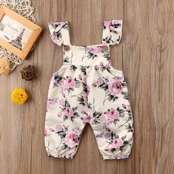Pudcoco Nyfødte Spædbarn Baby Piger Tøj Sommeren Rem Blomst Romper Samlede Buksedragt Tøj Piger, Tøj 0-24M