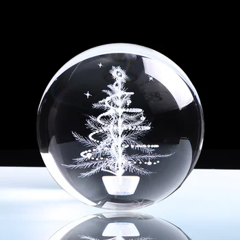 80mm krystalkuglen for 3D Laser Indgraveret Miniature juletræ Glas Globe Crystal Håndværk Sfære Jul Indretning Gave Ornament