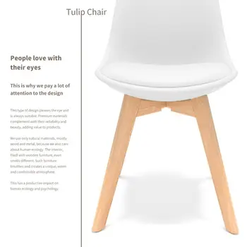 Furgle hvid 4stk moderne spisestue stol eiffel inspireret af massivt træ, plast polstret sæde med pude køkken stol til spisestuen