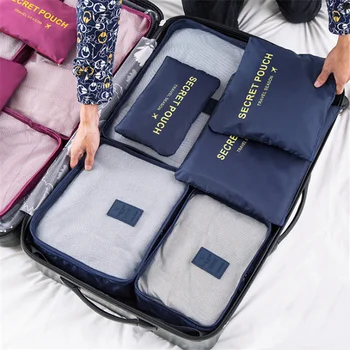 Høj kvalitet 6stk/set bagage Travel organizer taske large for Mænd, kvinder, Multifunktions-cosmetic organizer gøre op tasker