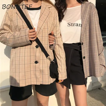 Blazere Nye Kvinder Retro Enkelt Breasted Alle-match Enkle, Smarte Jakker Kvinders Trendy koreansk Stil Damer Elegante Daglige Mode