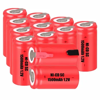12 stk SC 1500mah 1,2 v batteri NICD genopladelige batterier til elektriske skruetrækkere 4.25 cm*2,2 cm batteria elværktøj