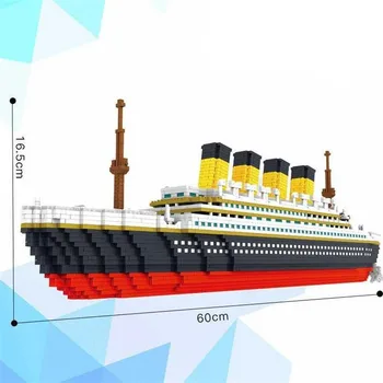 Arkitektur By Landmærker Titanic skib DIY lille partikel byggesten Pædagogiske kids legetøj Jul fødselsdag gaver