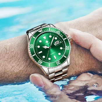 2020 WWOOR Casual Armbåndsur Mænd Berømte Top Mærke Herre Ure Mandlige Mode Grøn Automatisk Dato Kvarts Ur Sport Dykning reloj