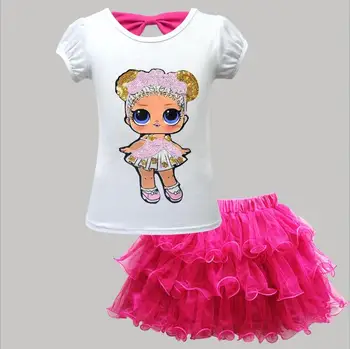 Cute Baby LOL kjole Piger Pastel Tyl Tutu kjole Ballet Pettiskirts med Blomst Hairbow Børn fødselsdagsfest Kostume Sæt