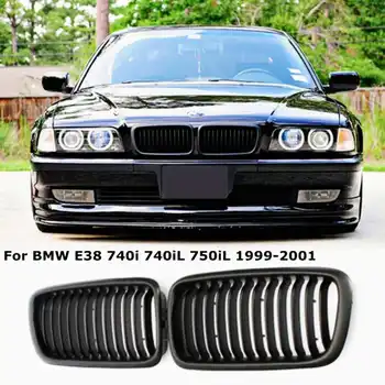 Parret Mat Sort Krom Front Grill Gitter For BMW E38 740i 740iL 750iL 4Dr 1999 2000 2001 Bil Styling Racing Grill