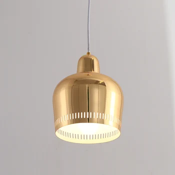 Luces colgantes De campana De Alvar Aalto finlandés De Artek nórdico para dormitorio, lámpara FØRTE De brillo metálico para