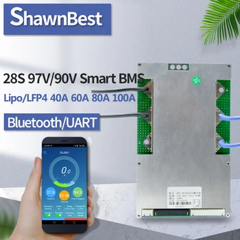 Bms bluetooth-app 28s 40a 60a 80 a 100 a LFP4 Smart Li-ion Lithium Battery Protection Board Balance BMS High Power pcm