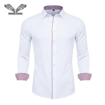 VISADA JAUNA 2019 Mænd Shirts med Lange Ærmer Mode Solid Bomuld Business Kausale Mandlige Shirt Brand Slim Fit Tøj N5126