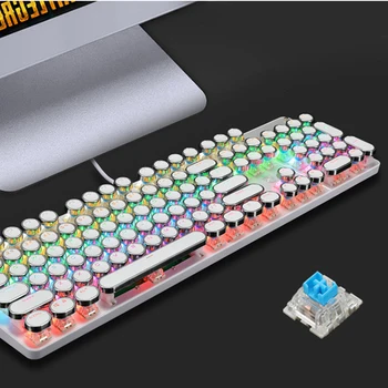PUNK Real Gaming Mekanisk Tastatur Anti-ghosting RGB-Baggrundsbelyst 104 nøgler Runde Caps USB-Kabel-Tastaturer Vandtætte Tastaturer