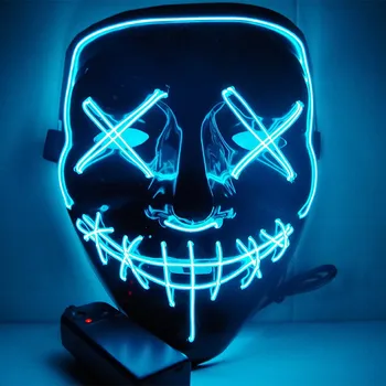 Nyhed EL Wire Lysende Spøgelse Maske LED Blinkende Lys Maske Til Halloween Skræmmende Cosplay Maskerade Part Lysende Maske