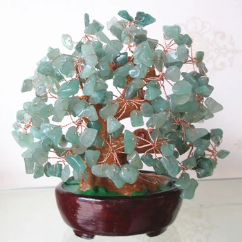 Dongling jade heldig træ naturlig krystal perle punkt healing bruser dekoration
