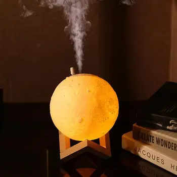 880mL Luftfugter 3D Moon Lamp Aroma Æterisk Olie Diffuser Luftrenser Tåge Kaffefaciliteter Moon Lamp Nat, Lys, Home Decor