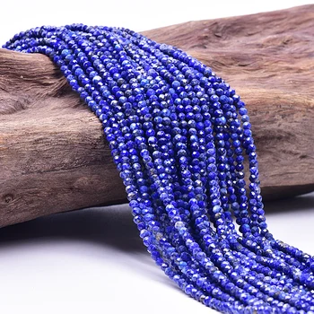 Asingeloo 2mm på en Naturlig Blå Lapis Lazuli Perler Til Øreringe Gør Armbånd Rund Sten Løs Strand 15.5