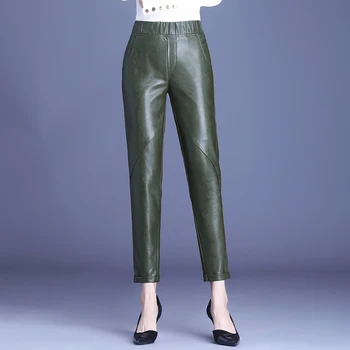 2020 Hot Salg Kvinder Imiteret Læder Bukser Regelmæssig Sexet Slim Fit Bukser Solid Bukser Lavet Af Øko-læder Leggings Push Up Capris