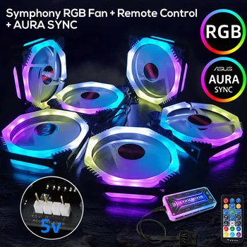 6stk PC Gaming Tilfælde Ventilatorer 120mm Justere RGB-Fan Cooler Symfoni Fjernbetjening Musik Induktion Kontrol Radiator