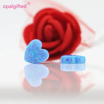 (3cs/masse) Gratis Forsendelse 10mm Syntetiske Opal Hjertet Cabochonsleben lyseblå Farve Opal hjerte For Mode Smykker