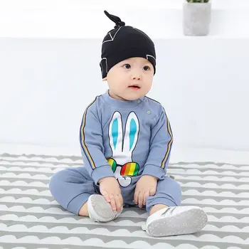 2020 Nyfødte Baby Rompers cute fashion baby boy cartoon lange ærmer Buksedragt Spædbarn tøj sæt