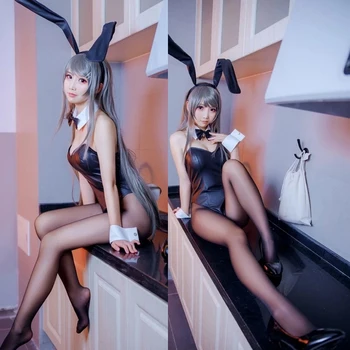 Sexet Anime Sakurajima Mai Cosplay Kostume Halloween Kvinder Sort Buksedragt Rascal Drømmer Ikke om Bunny Girl Senpai COS
