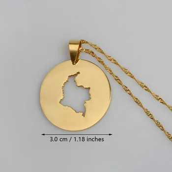 Guld Farve Runde Colombia Kort Vedhæng Halskæder til Kvinder, Piger Gaver Colombianske Smykker #J0726