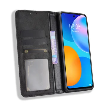 Luksus Retro Slim Magnetisk Læder Flip Cover Til Huawei S smart 2021 Tilfælde Bog Tegnebog Kort, Stå, Bløde Dække Mobiltelefon Tasker