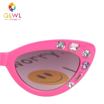 Solbriller Til Børn Cat Eye Briller Trendy Baby Pige Pink Spejle Luksus Rhinestone Solen Linser Vintage Nuancer Børn 2021 Ny