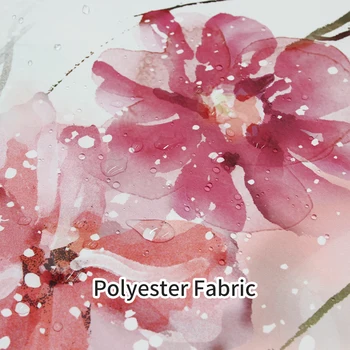 Pink FlowerFabric badeforhæng Abstrakte Blomstermotiver Vinter Vandtæt Badekar Gardiner med kroge til Moderne Badeværelse Hvid Grå Sort
