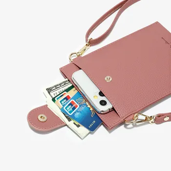 Ultra-Tynde Farverig Mobiltelefon Taske Mode Daglig Brug Kortholderen Lille Sommer Skulder Taske til Kvinder Blød PU Læder Lynlås Pung