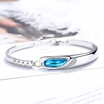 NEHZY 925 sterling sølv ny kvinde fashion smykker i høj kvalitet, blå krystal zircon retro enkel hot salg DIY armbånd