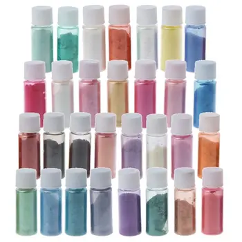 Trendy 30 Farver, Glimmer Pulver Epoxy Harpiks Farve Pearl Pigment Naturlige Glimmer Mineral Pulver