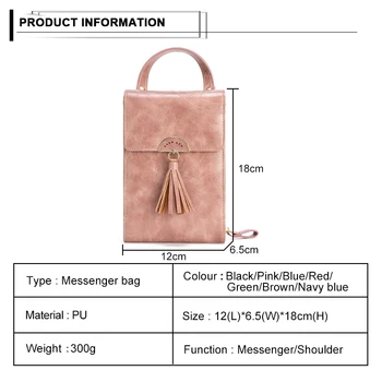 Mode og Sort PU Læder Messenger Bag Multifunktion Lynlås Telefon Taske Vintage Enkelt skuldertaske for Kvinder Klap Slynge Taske
